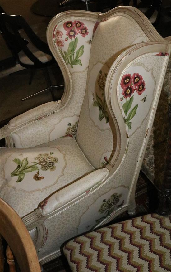 Louis XVI style wingback armchair